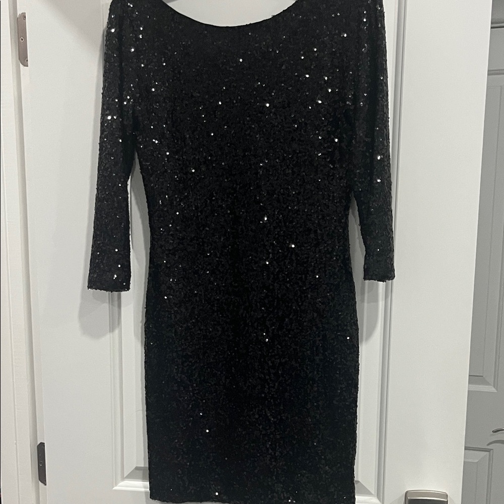 Gianni Bini Black Sequin Long Sleeve Dress